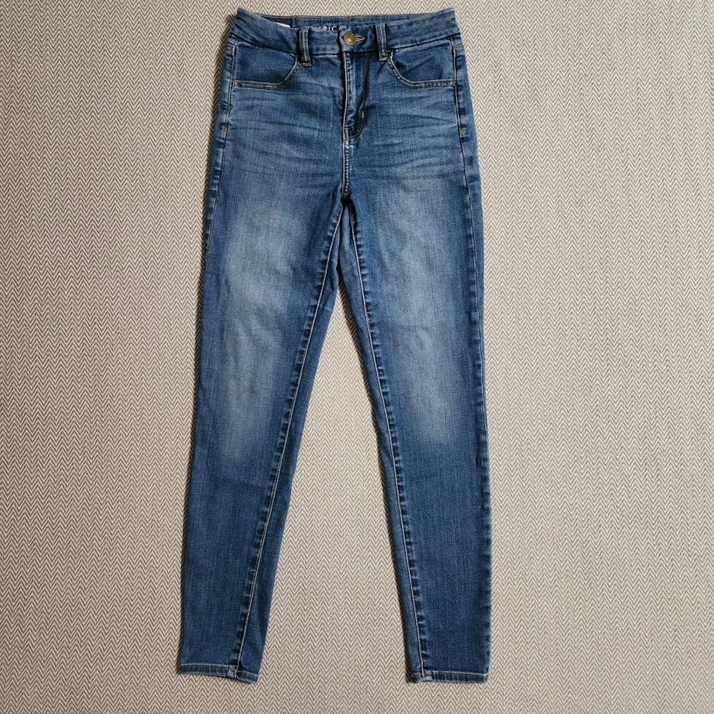 American Eagle Curvy Hi-Rise Jegging Next Level Stretch Blue Denim Jeans 2 Reg